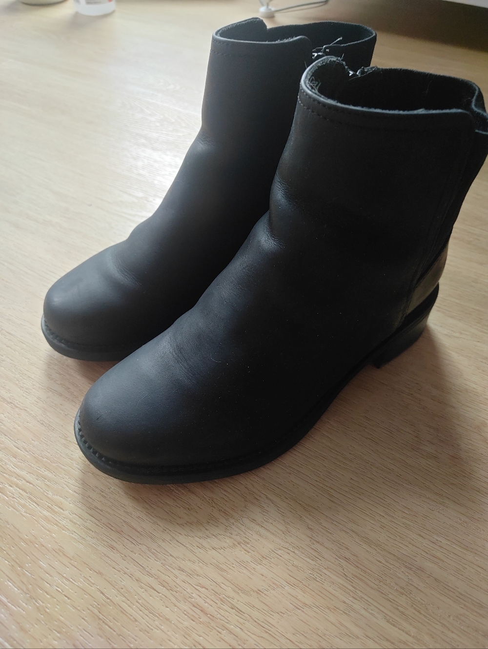 Clarks Black Leather Ankle Booties with Side Zip Detail